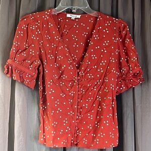 Madewell Red Polka Dot Front Button Blouse Size 0
